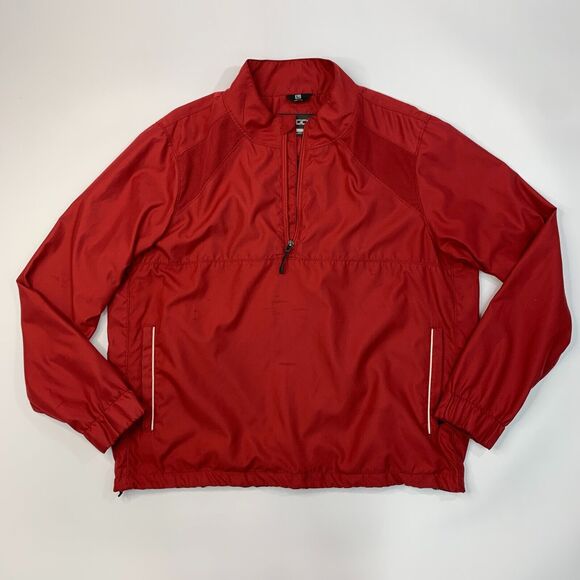 Weatherproof WP Golf Jacket Mens L Large Red Half Zip Pullover Water Resistant - Picture 2 of 15